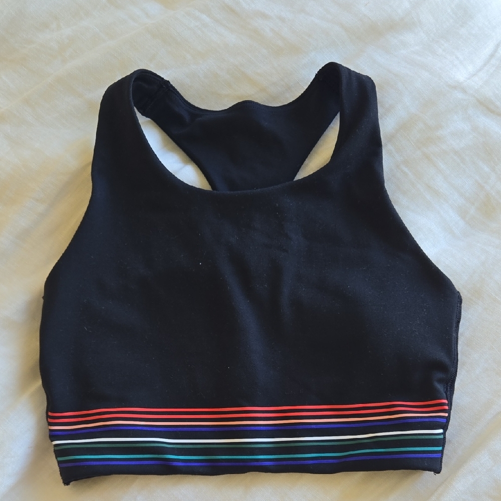 GAP Black Sports Bra with Colorful Stripes